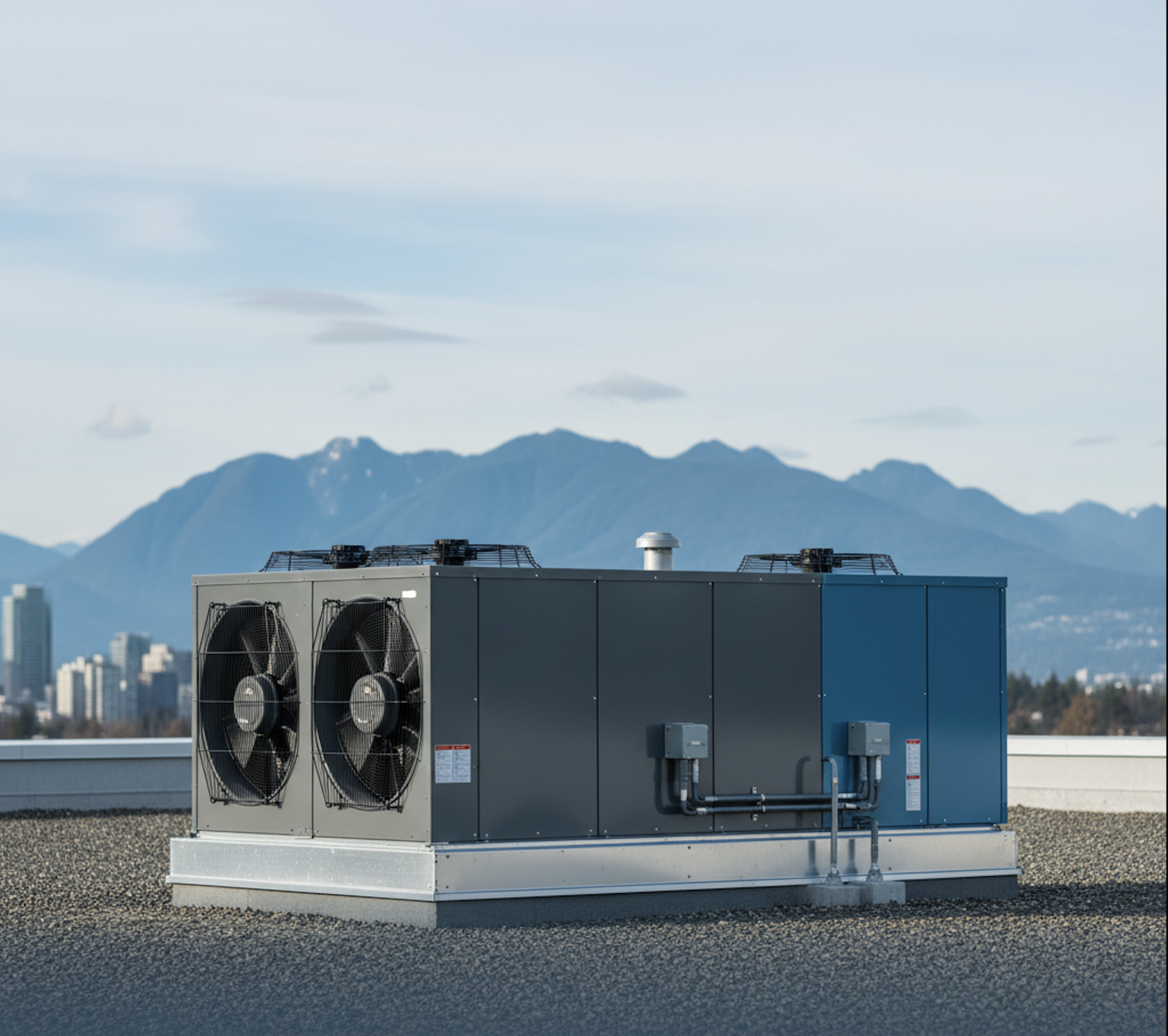 Commercial HVAC rooftop unit in Burnaby BC providing efficient heating and cooling solutions