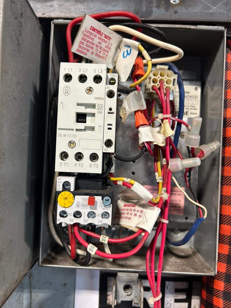 Exhaust fan motor starter control box repaired by Air Solutions Mechanical